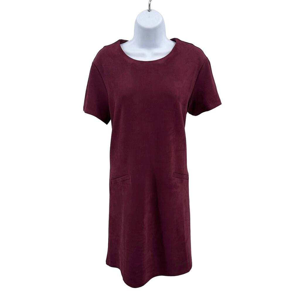WAYF Maroon Short Dress Soft Stretchy WMNS M Short Sleeve Sheath Dress Pockets